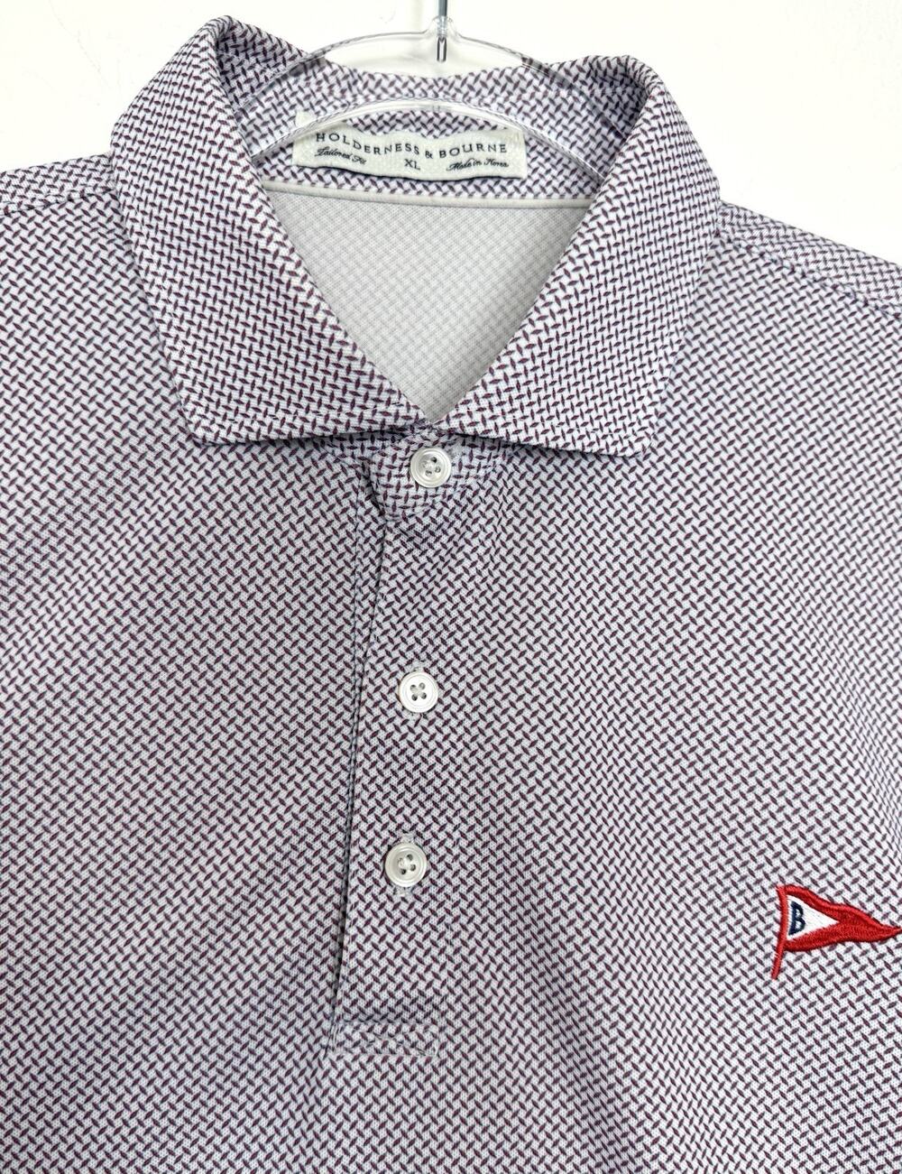Holderness & Bourne Polo Shirt Tailored Fit Men’s XL Porter Golf White & Liberty